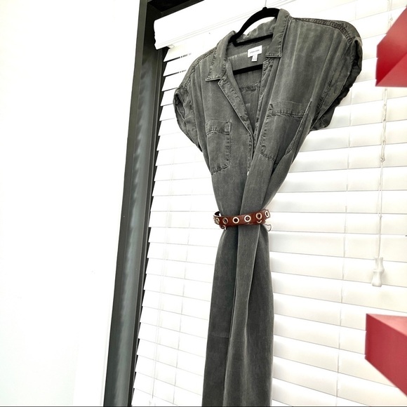 😍🛍 Sneak Peak Long Full Length Khaki Button Down Army Green Shirt Dress! Sz… - Picture 7 of 14